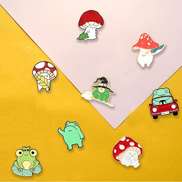 Custom Cute Frog Plant Enamel Pins Funny Button Lapel Pin Badges