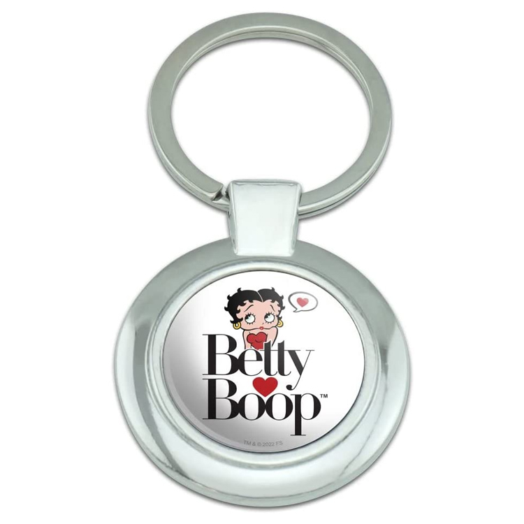 Custom Betty Boop Star Enamel Key Chain Red and Black Keychain Ring