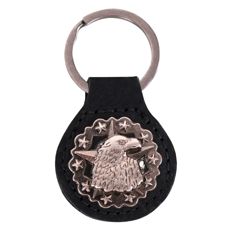 Custom Real Leather Eagle Star Concho Key Fob/Key Chain