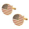 State Rectangle Flag Brass Round Tie Clip Cufflink