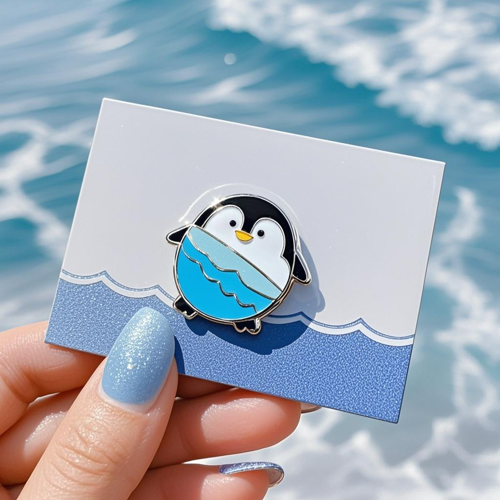 Aangepaste cartoon Penguin surfen Sportbadge