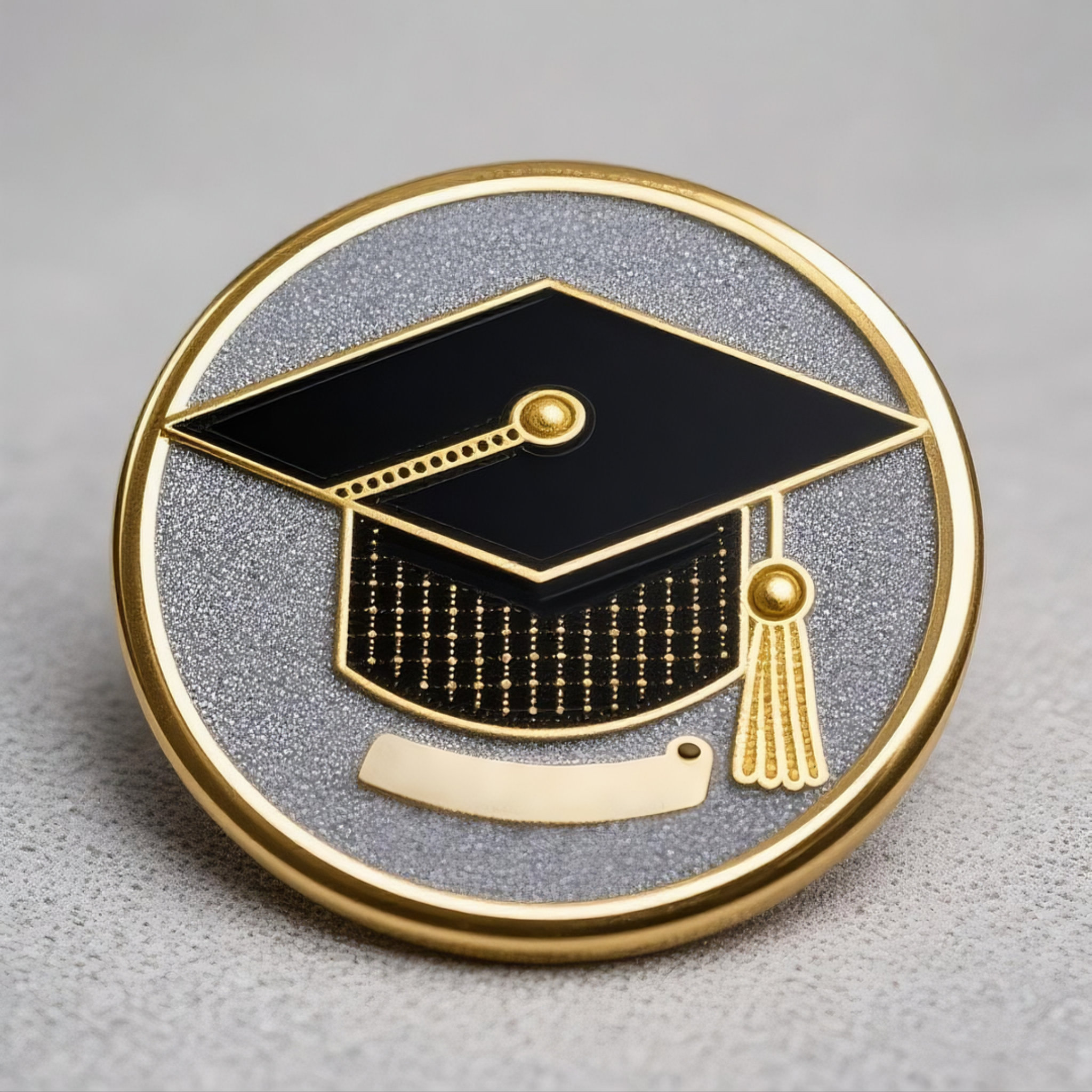 Customized gold-plated glitter graduation ceremony campus badge