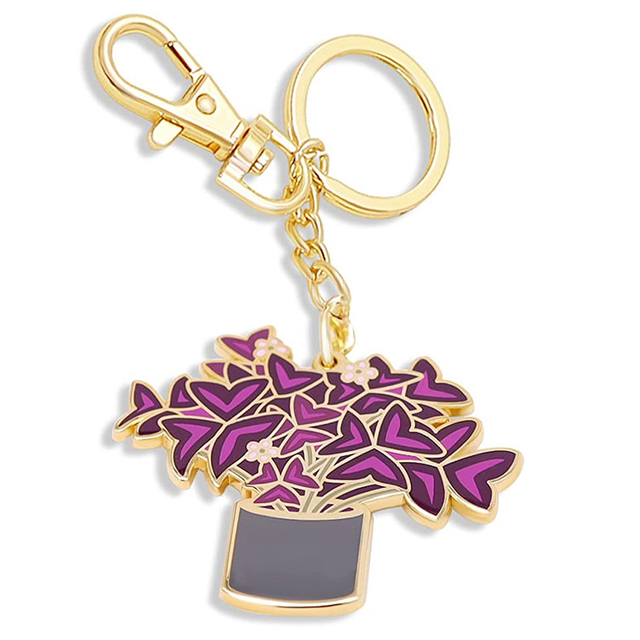 Custom Metal Enamel Cute Keychain Gold Key Chain Plant Lover Gifts Car Key Holder