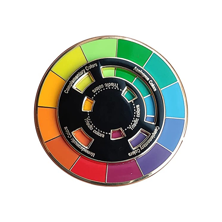 Custom Creative Color Wheel Enamel Pin Spinner Metal Brooch Lapel Pins