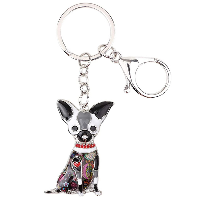 Custom Cute Enamel Dog Keychain Keyring Pets Dog Keyrings for Women