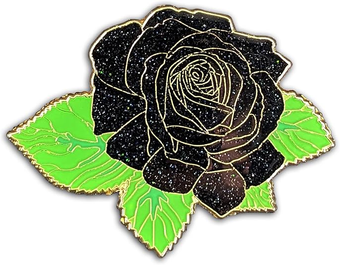 Black Rose Blossom Epoxy Enamel Pins