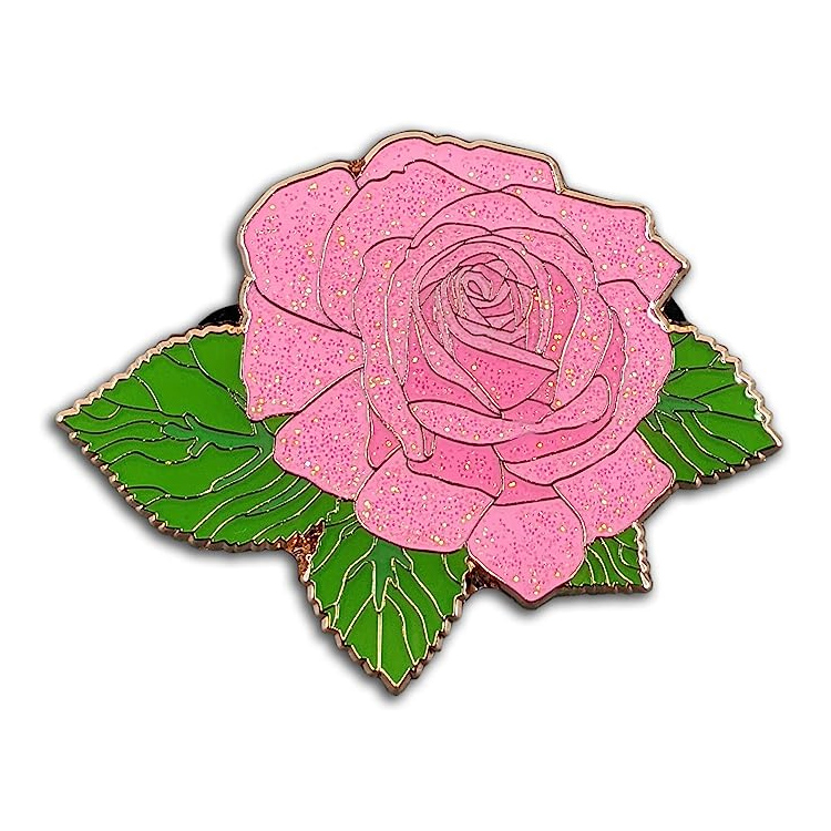 Custom Rose Blossom Epoxy Enamel Pins