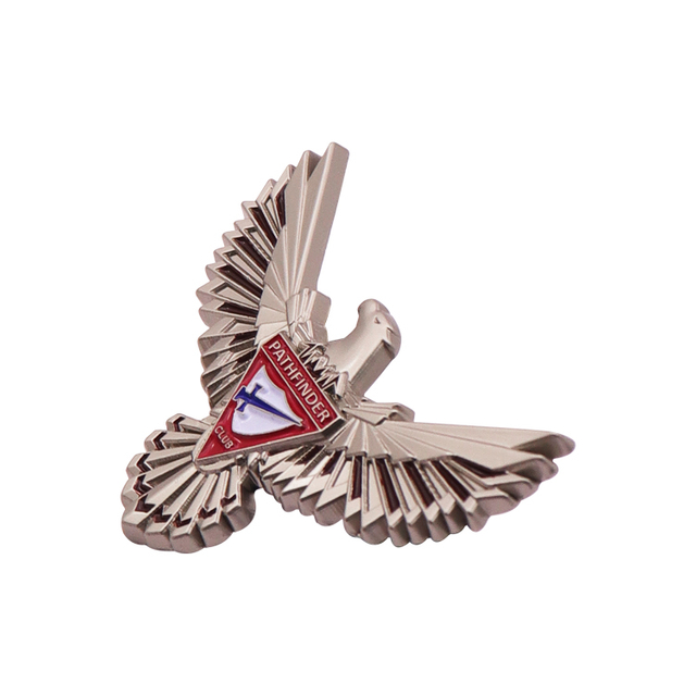 Özel Metal Tasarlanmış Gümüş 3D yaka pimi