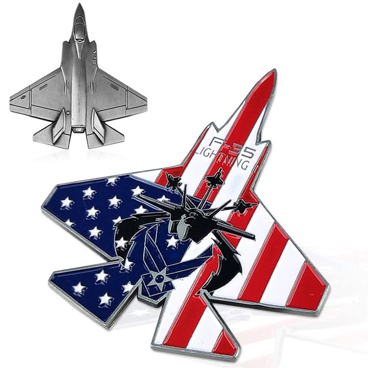 Custom US Air Force Challenge Coin Colorized F-35 Lightning II Fighter Jet Military Coin