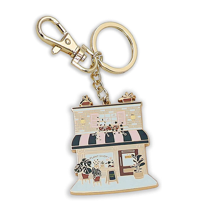 Custom Metal Enamel Cute Keychain Gold Key Chain Plant Lover Gifts Car Key Holder