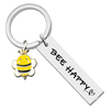 Cusotm Women's Metal Keychain Bee Happy Keyring Keychain Gift