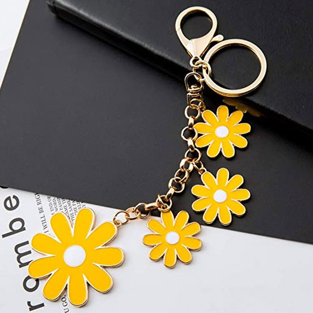 Custom Women's Flower Bag Charms Enameled Keychain Purse Accessories