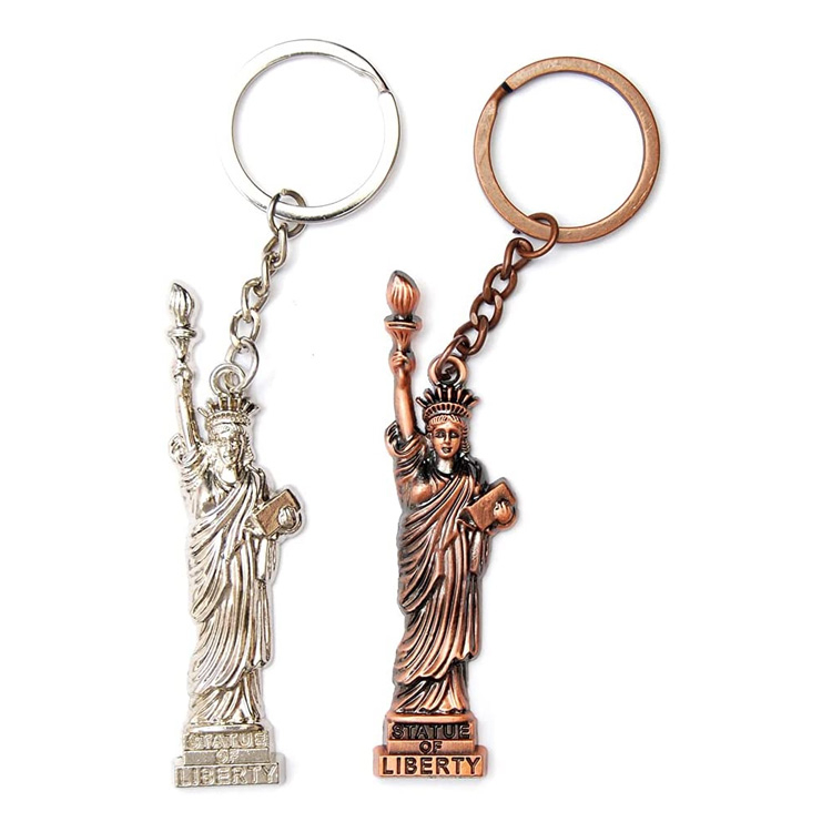 Collect NYC Souvenir Metal Keychain with Statue Of Liberty USA Flag Patriotic Keychain