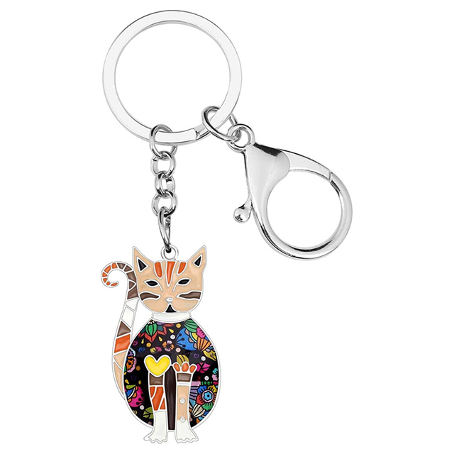 Custom Enamel Alloy Chain Cat Key Chains For Women