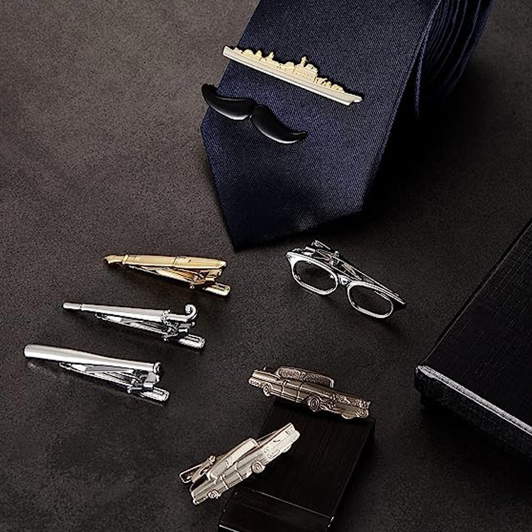 Silver Gold Black Grey Tie Clip Cufflink